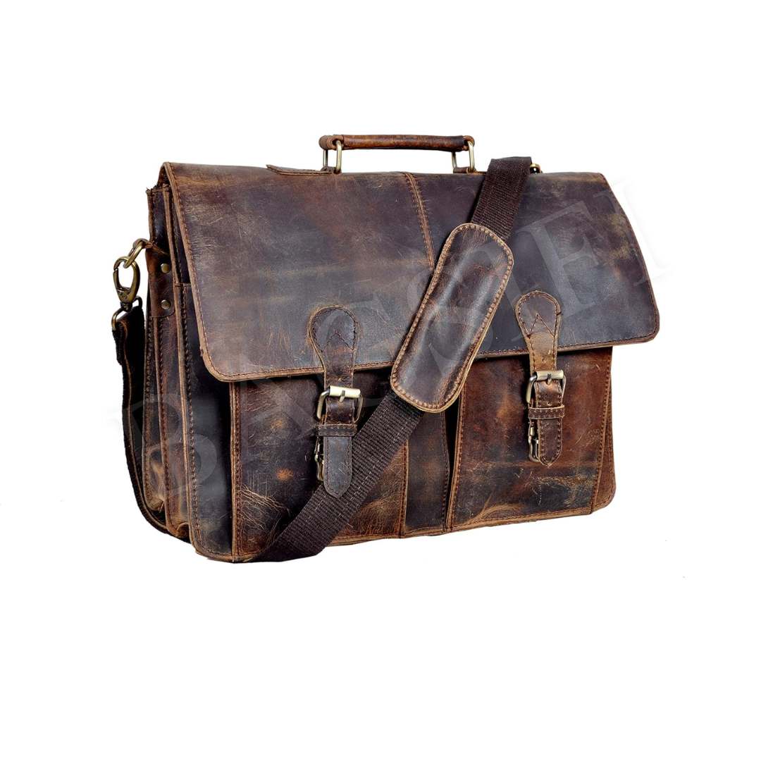 Buffalo Leather Laptop Messenger Bag — Rustic Vintage