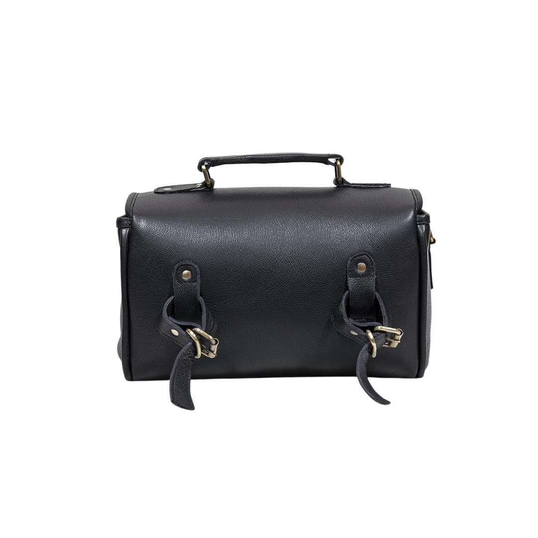 Black Leather Motorcycle Handlebar Bag