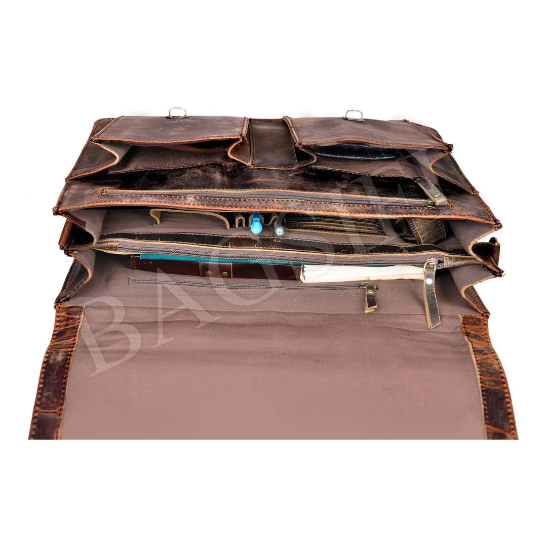 Buffalo Leather Laptop Messenger Bag — Rustic Vintage