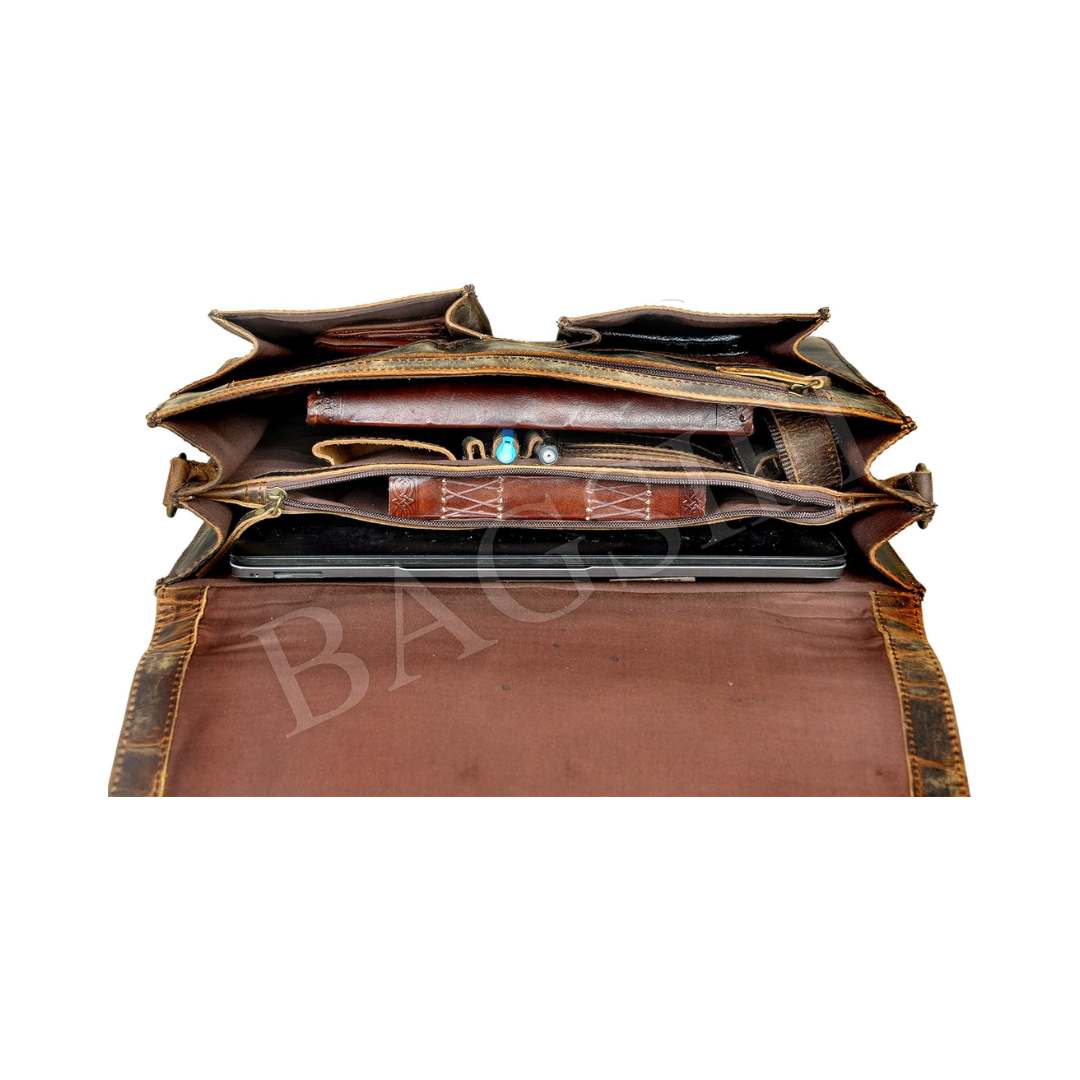 Buffalo Leather Laptop Messenger Bag — Rustic Vintage