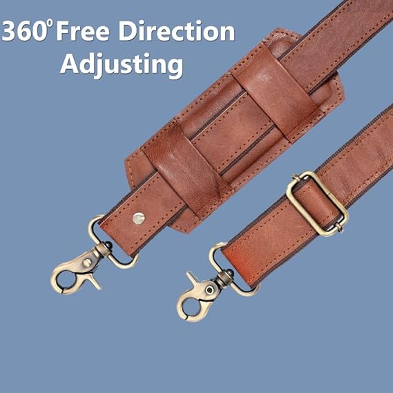 Genuine Leather Bag Shoulder Strap — Brown