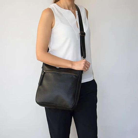 Genuine Leather Bag Shoulder Strap — Black
