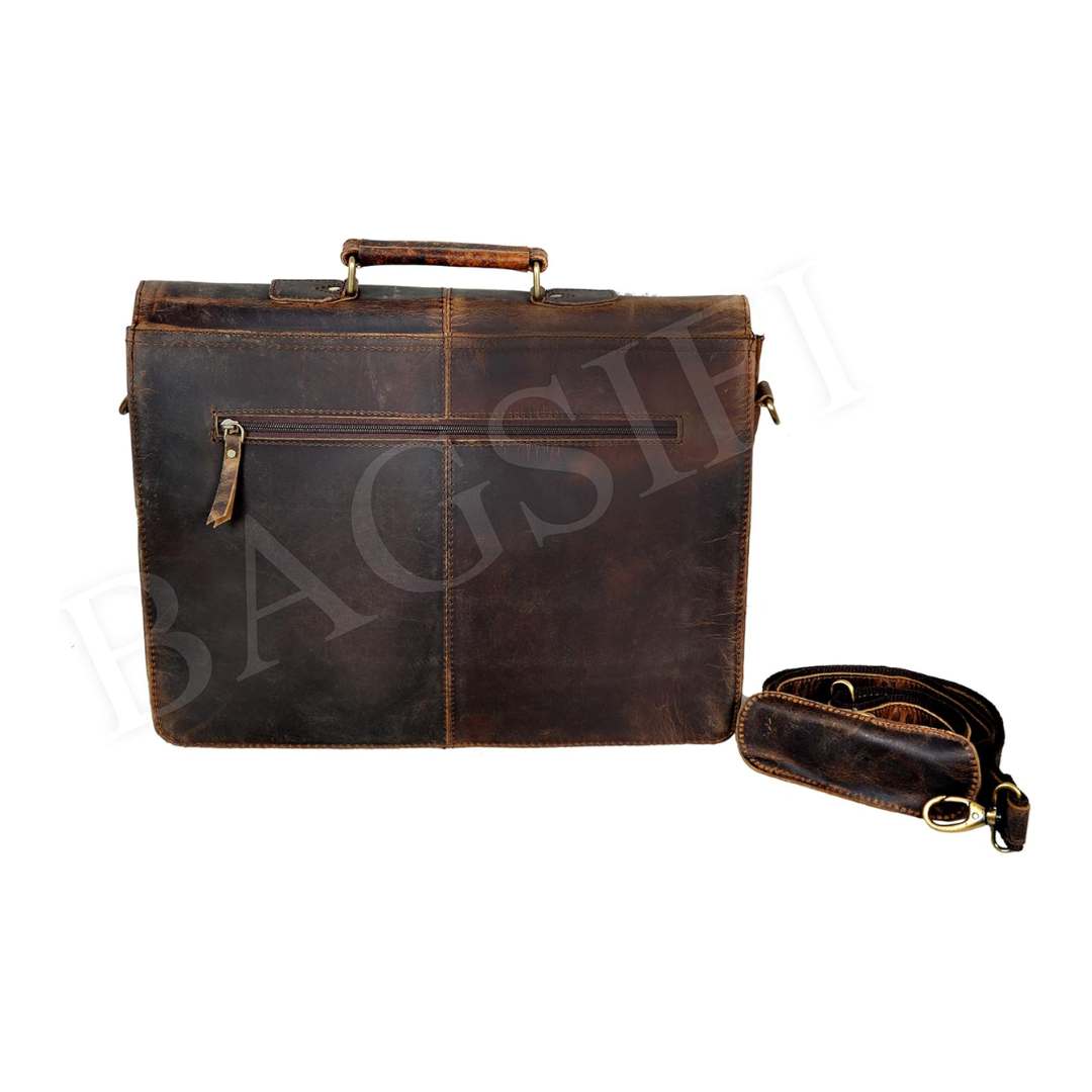 Buffalo Leather Laptop Messenger Bag — Rustic Vintage