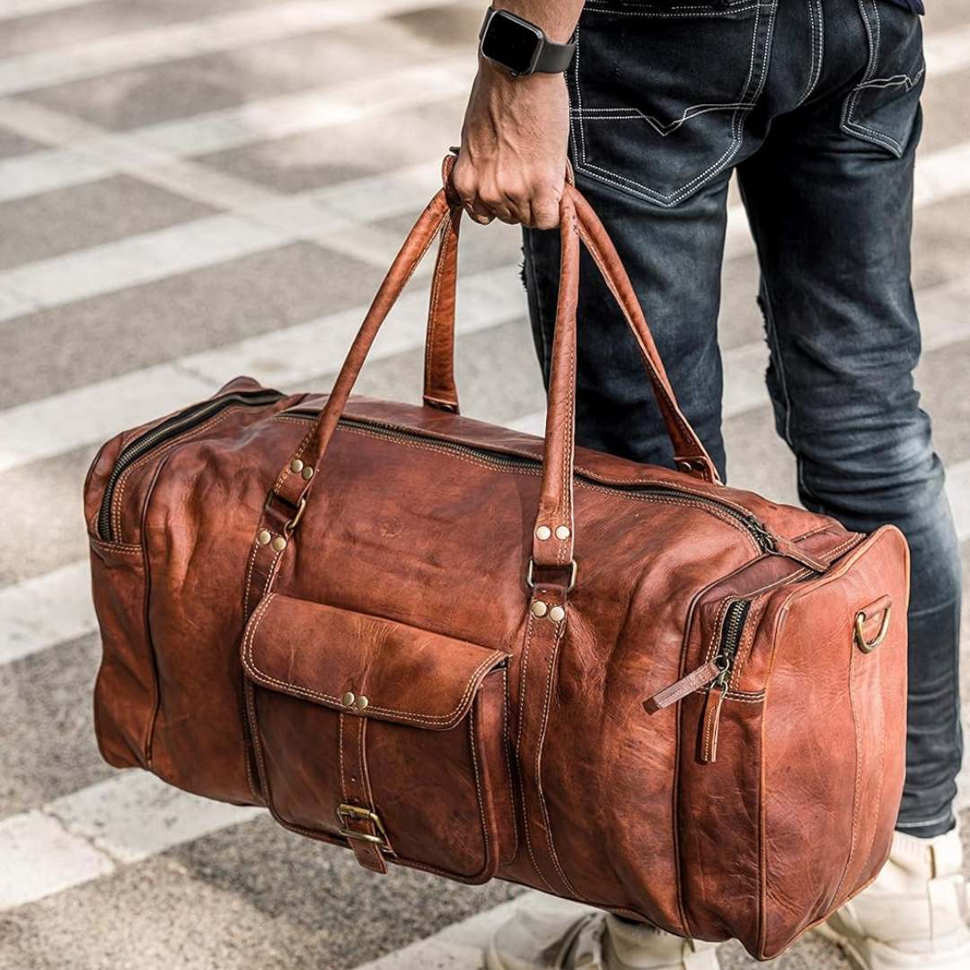Genuine Leather 24-inch Travel Duffle Bag