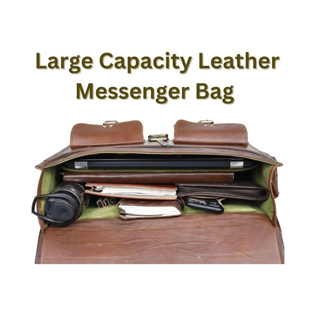 Premium Brown Leather 18-inch Laptop Bag