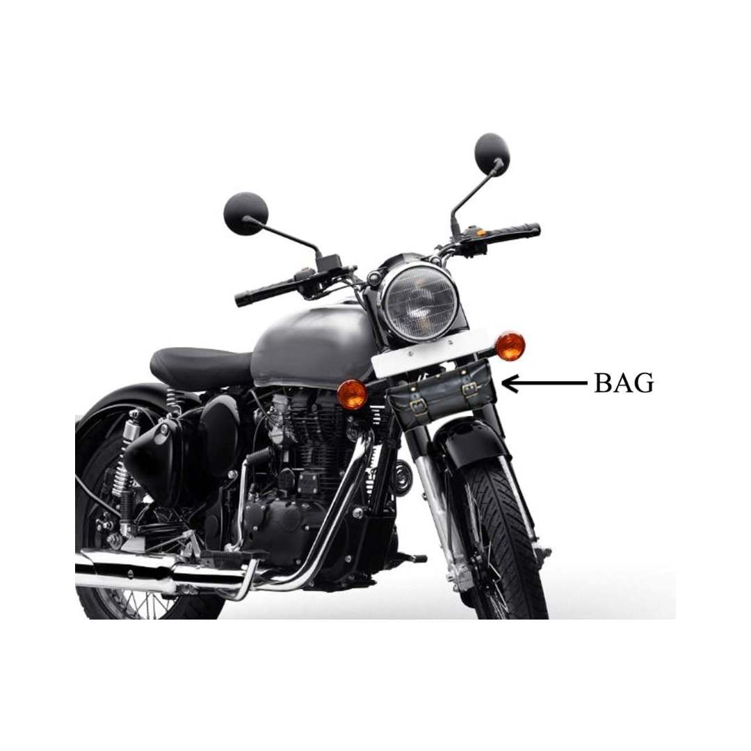 Black Leather Motorcycle Saddle Bag