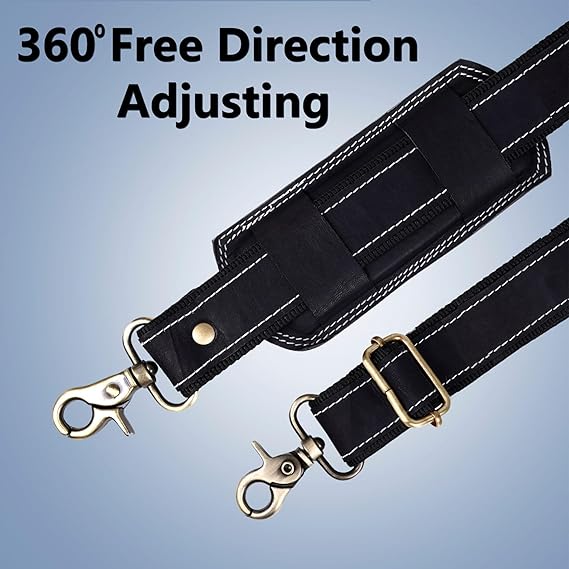 Genuine Leather Bag Shoulder Strap — Black