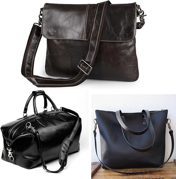 Genuine Leather Bag Shoulder Strap — Black