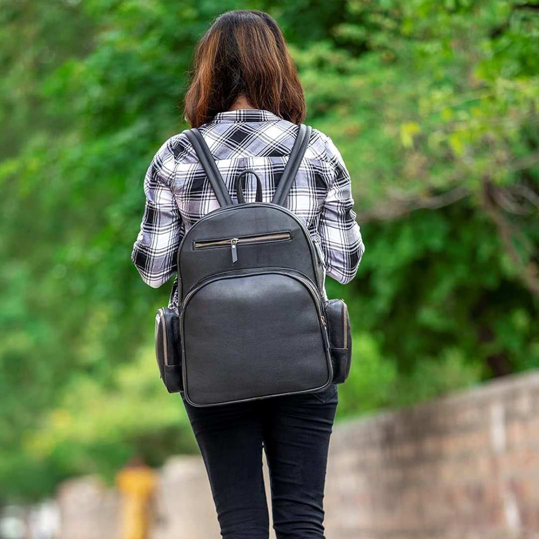 Buffalo Leather Women's Backpack Purse — Black – JINALEXIA LEATHER