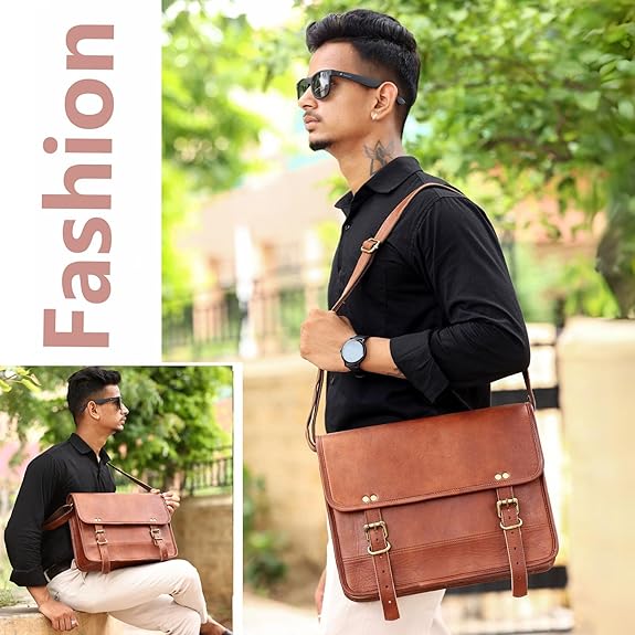 Classic Leather Messenger Bag — 10x14 inch