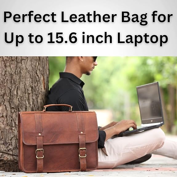 Vintage Leather Laptop Messenger Bag — 16 inch
