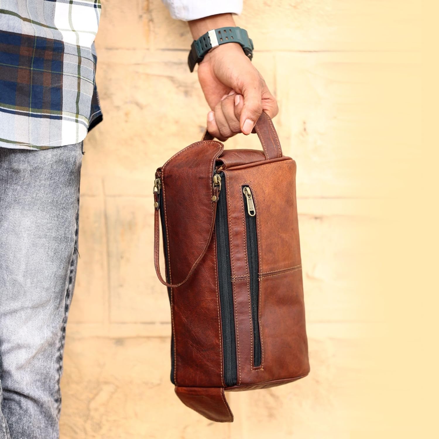 Genuine Leather Toiletry Bag for Men