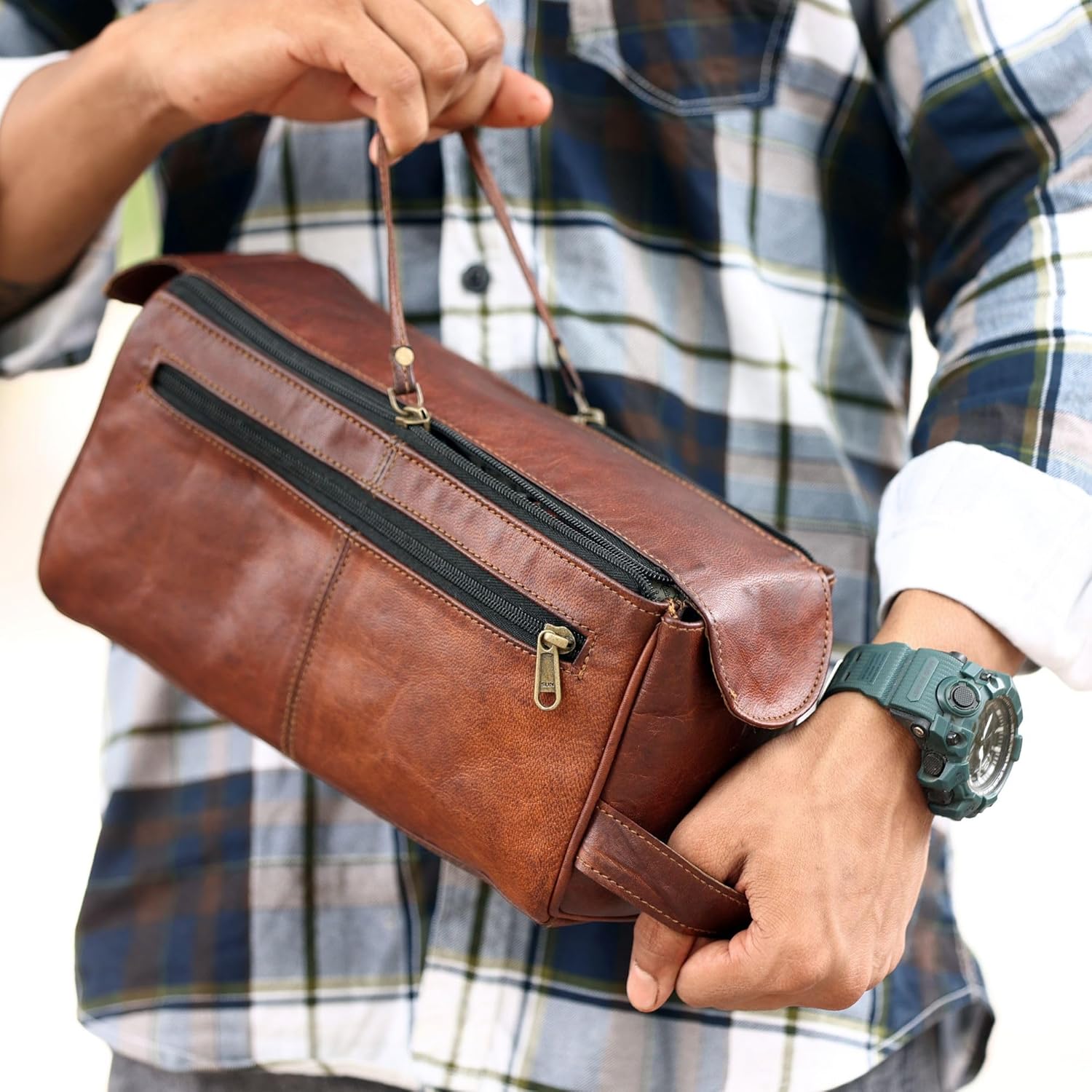 Genuine Leather Toiletry Bag for Men
