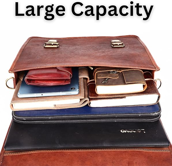Vintage Leather Laptop Messenger Bag — 16 inch