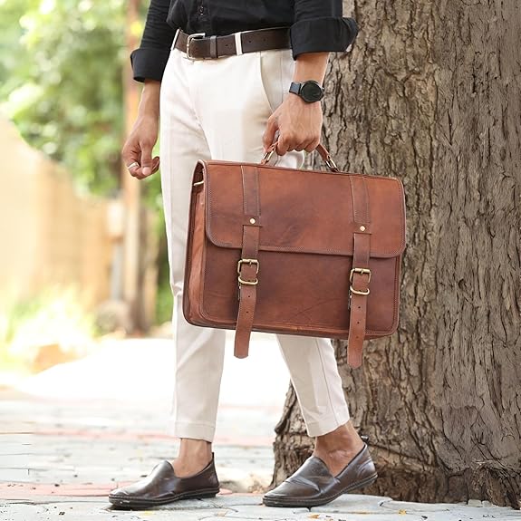 Vintage Leather Laptop Messenger Bag — 16 inch