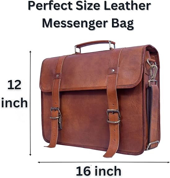 Vintage Leather Laptop Messenger Bag — 16 inch