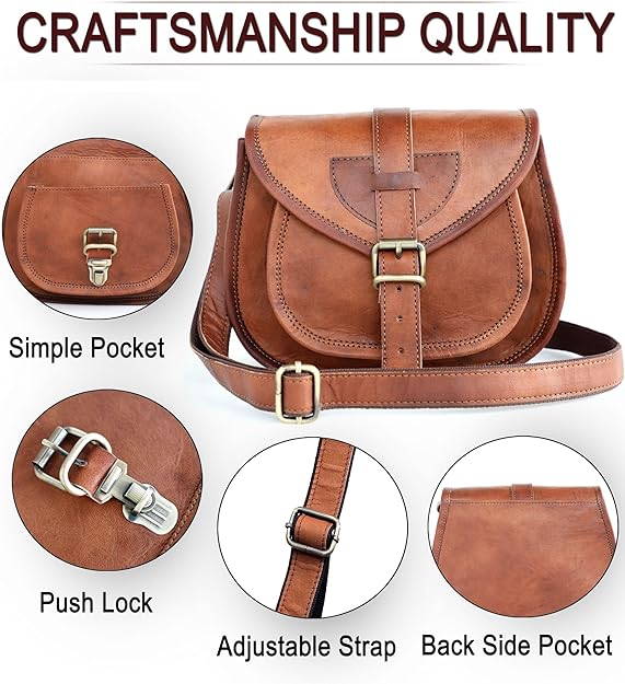 Leather Bucket Crossbody Bag — 7x9 inch