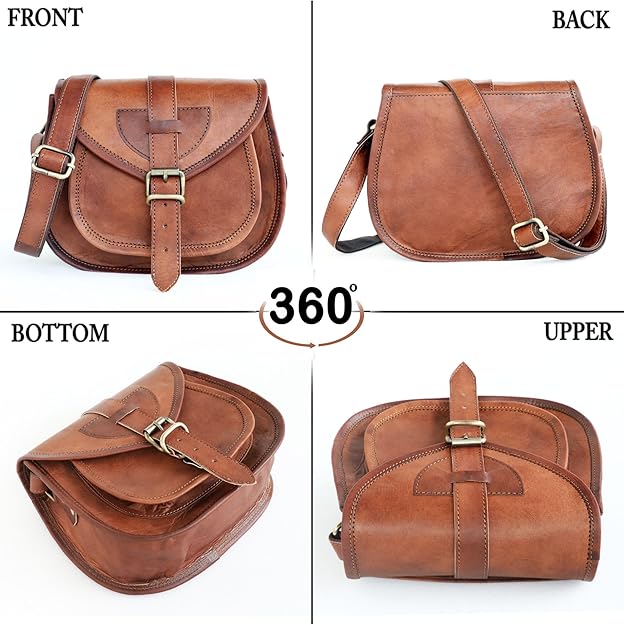 Leather Bucket Crossbody Bag — 7x9 inch