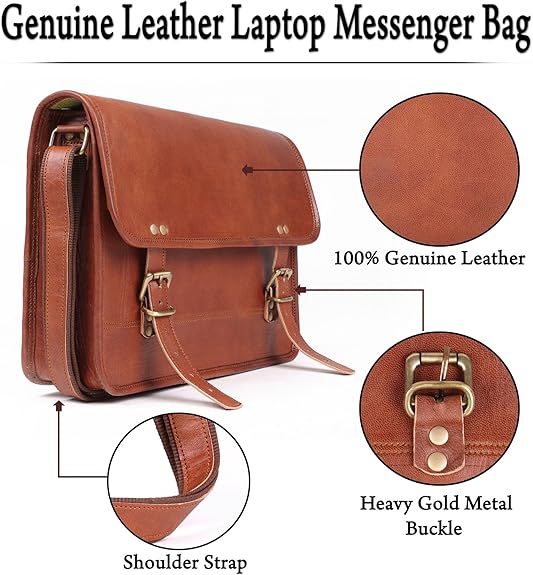 Classic Leather Messenger Bag — 10x14 inch