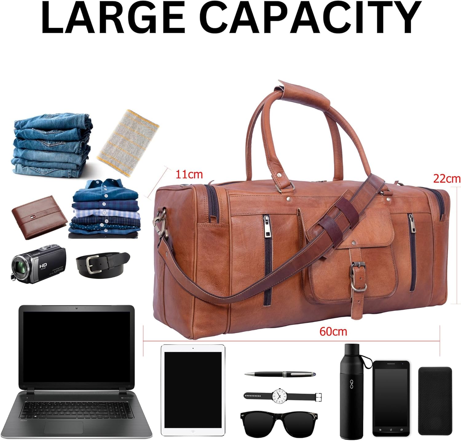Genuine Leather 24-inch Weekender Duffle Bag