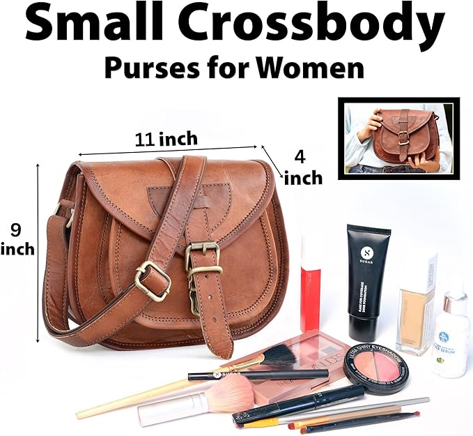 Leather Bucket Crossbody Bag — 7x9 inch