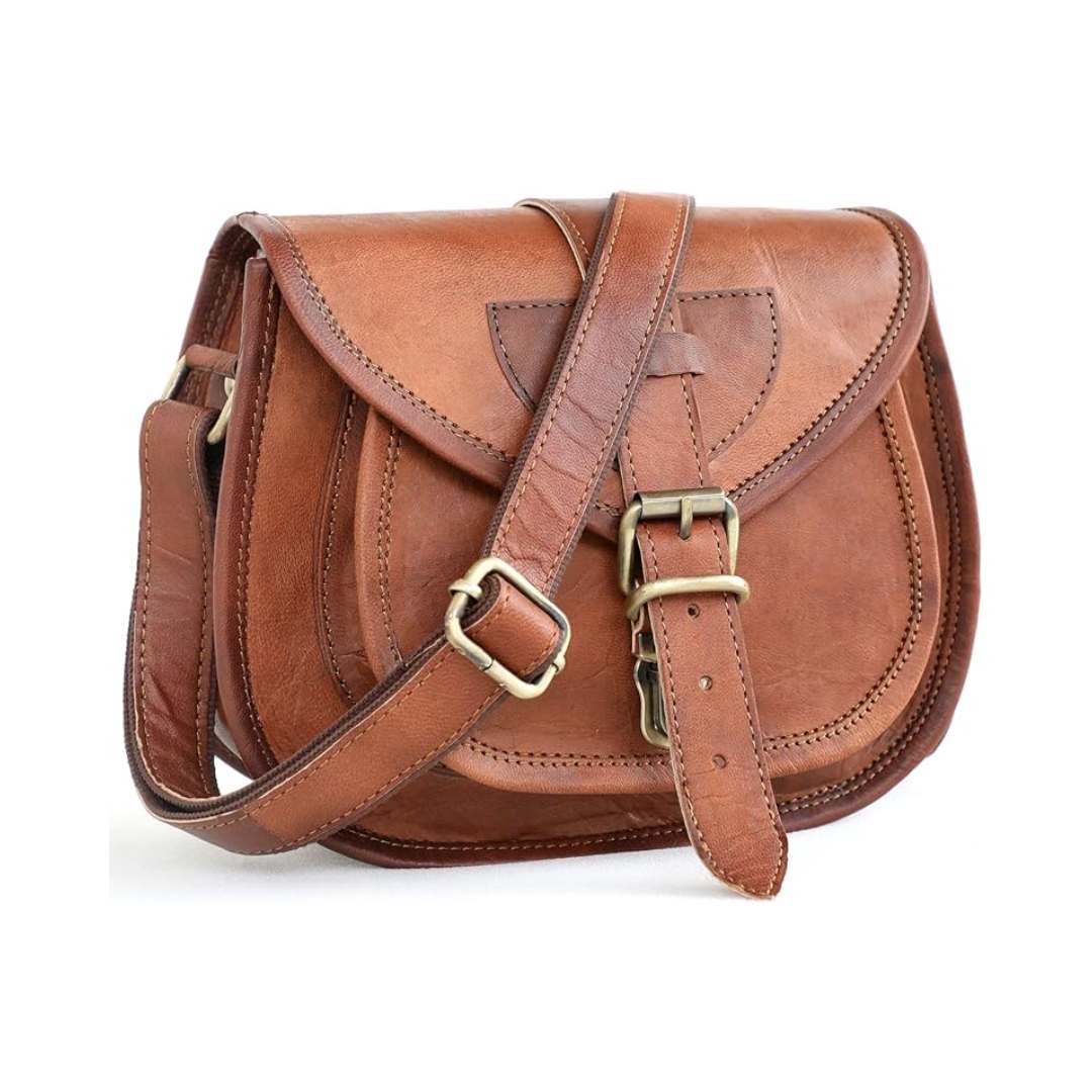 Leather Bucket Crossbody Bag — 7x9 inch
