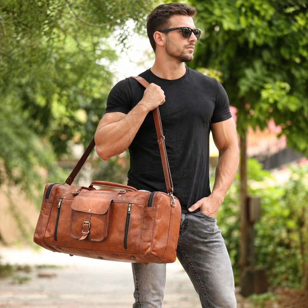 Genuine Leather 24-inch Weekender Duffle Bag