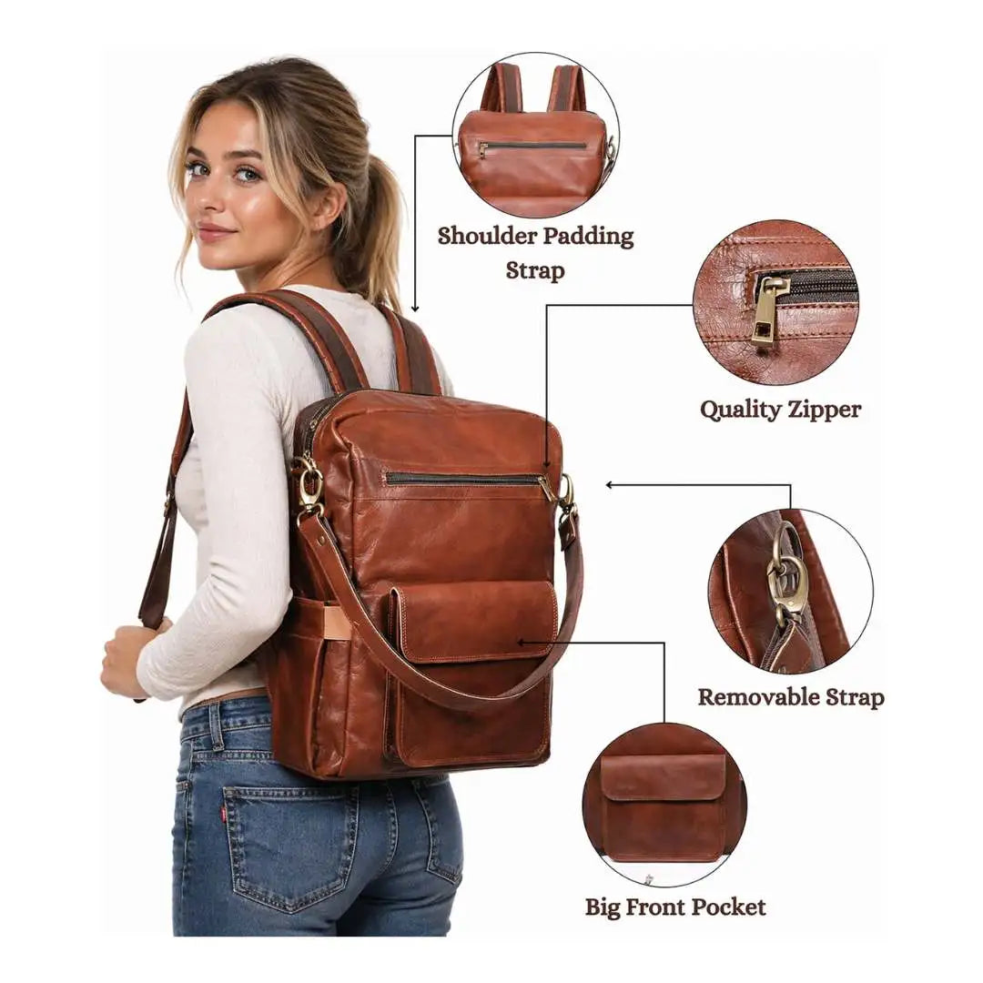 Brown Leather Women's Backpack