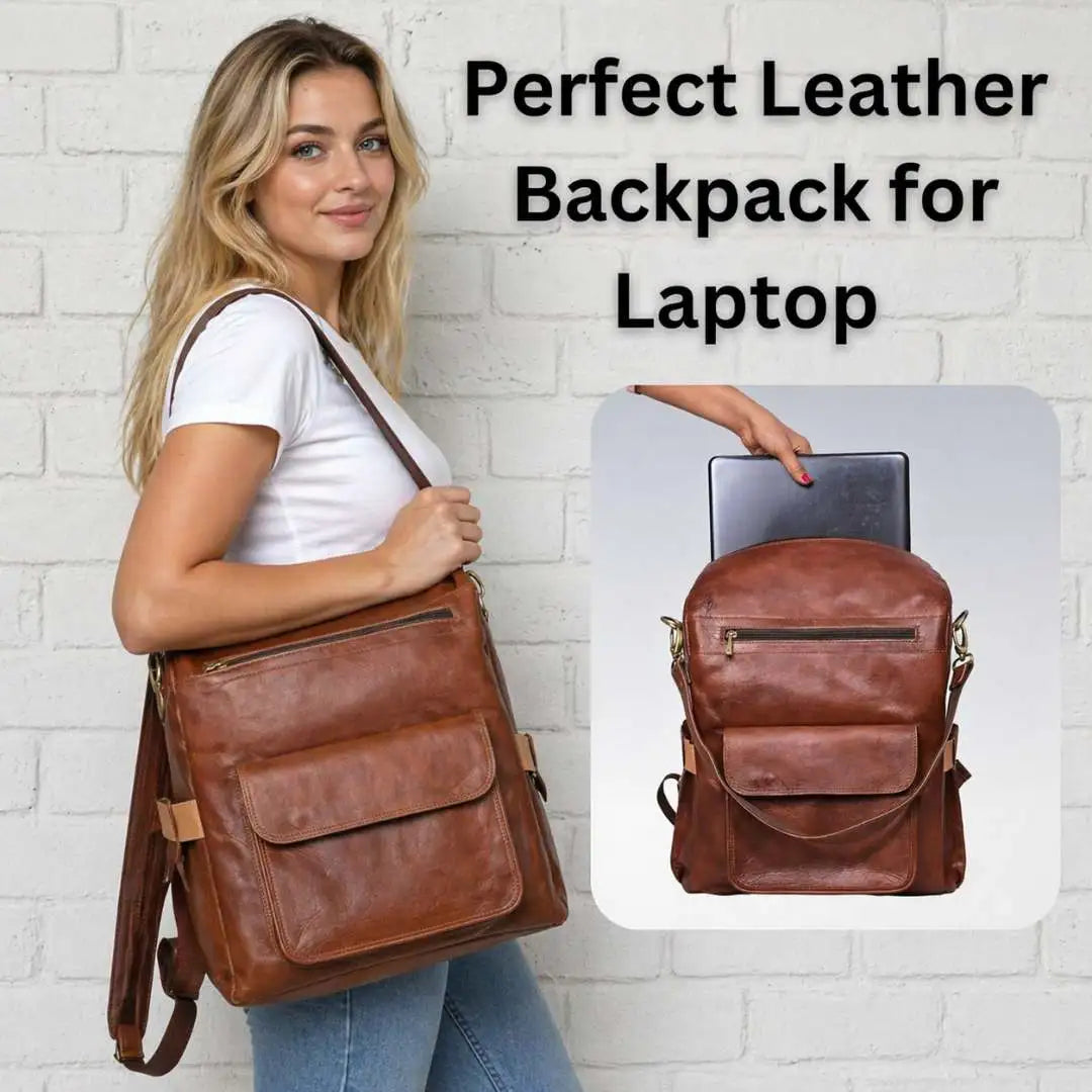 Brown Leather Women's Backpack
