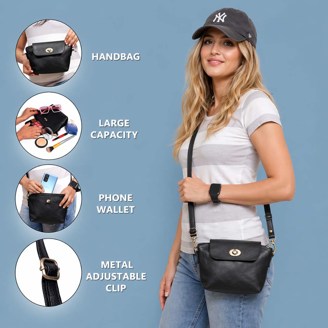Small Black Leather Crossbody Purse