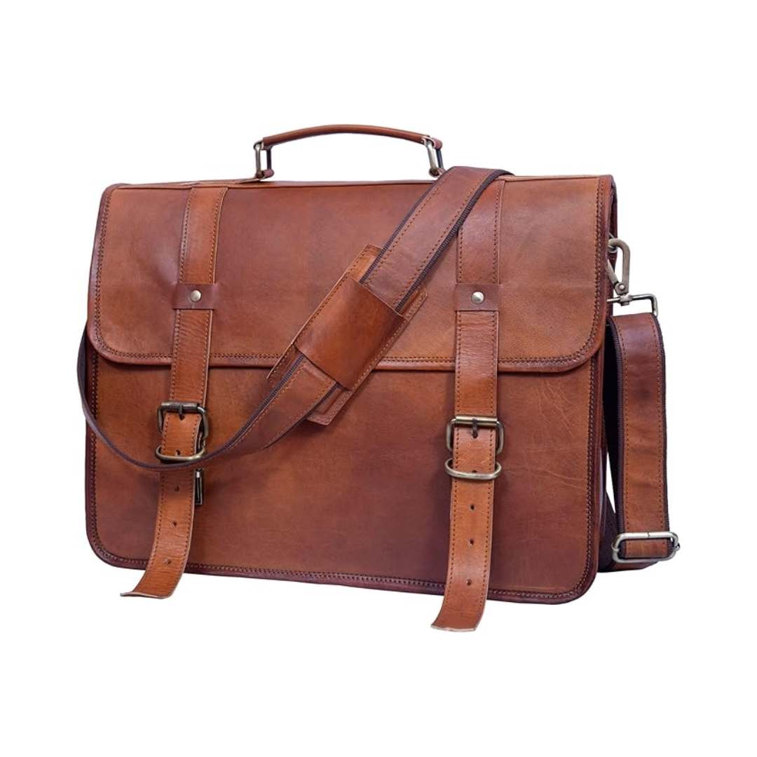Vintage Leather Laptop Messenger Bag — 16 inch